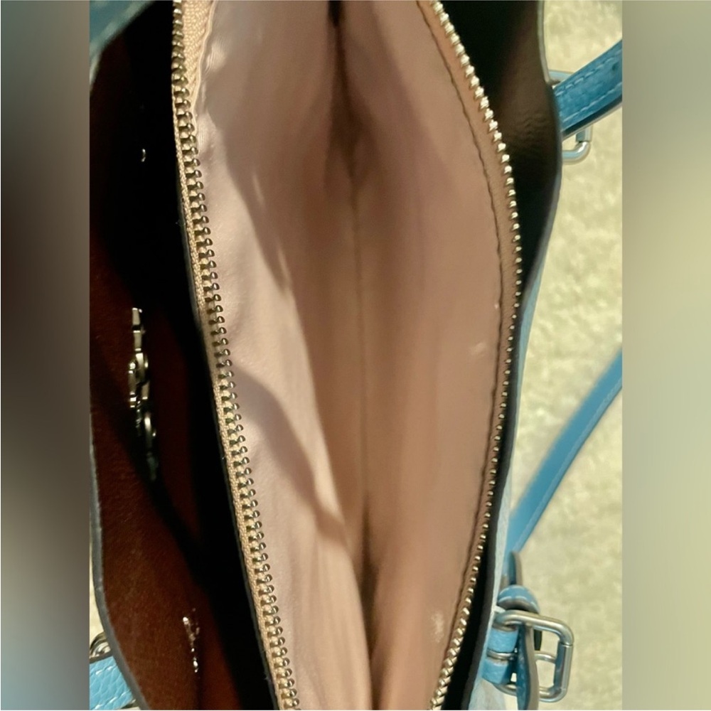 Coach Teal Blue Pebble Leather Tote Bag - Picture 8 of 16